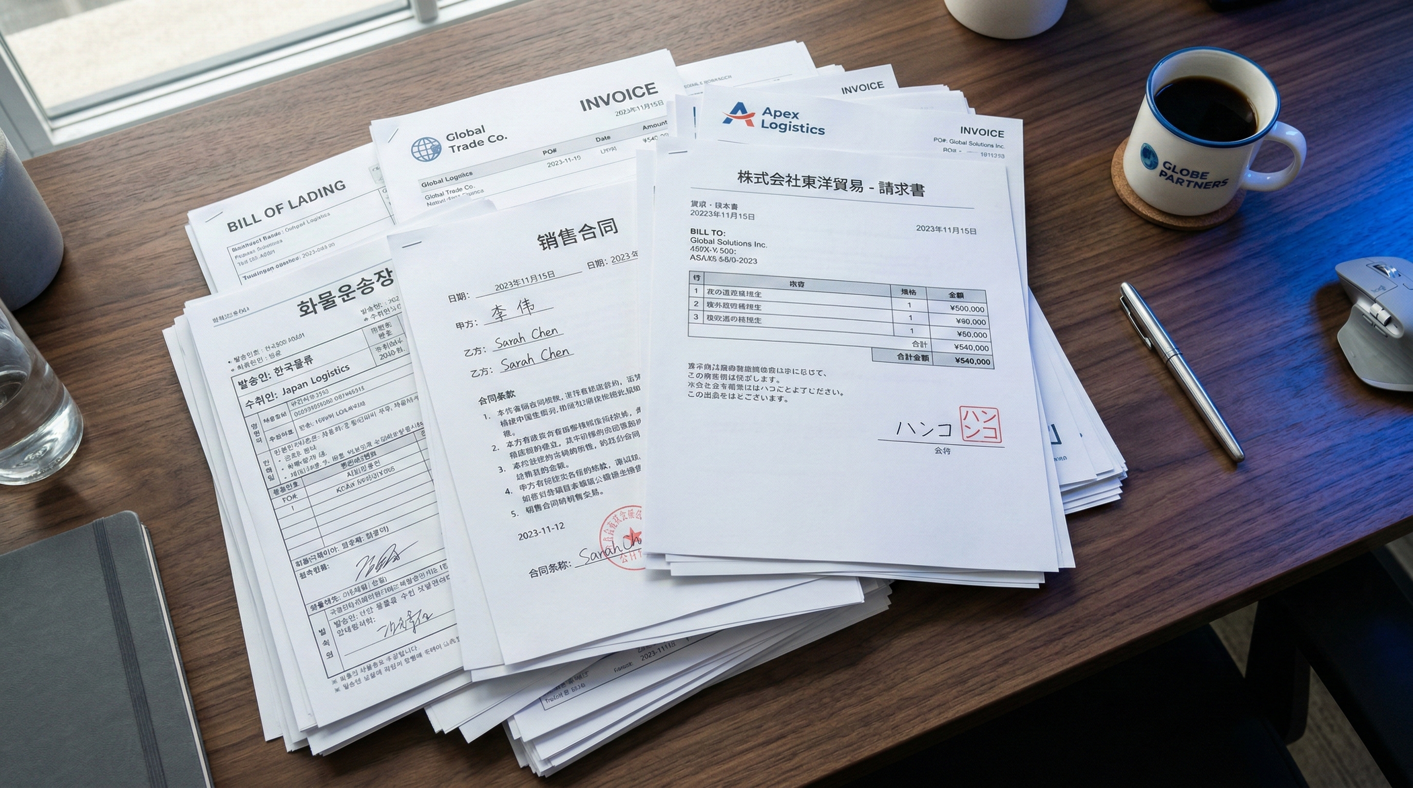 Multilingual business documents from APAC markets